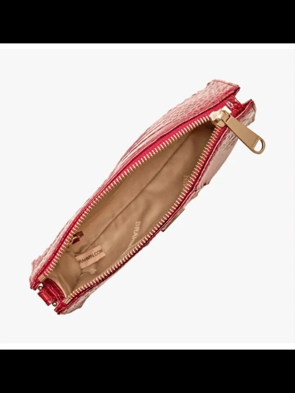 Brahmin Shiny Hot Pink Croc-Embossed Wristlet